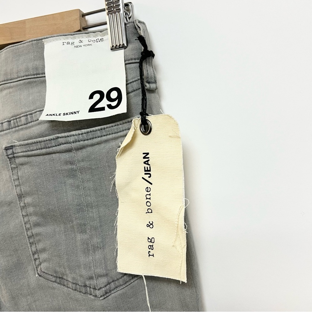 NWT Rag & Bone Slate Gray Ankle Length Skinny Jeans Raw Fray Hem Size 29 $228 - Picture 7 of 11